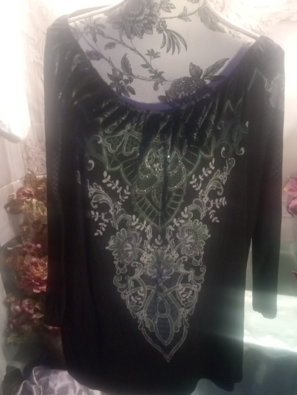 Vanilla Sugar Black Long Sleeve Embroidered Peasant Top